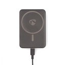 Nedis Magnetic Power Bank, 5000mAh Wireless 15W Portable Charger Battery, PD 3.0 20W Fast Charge USB-C, Compatible with Mag-Safe