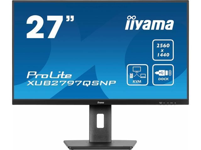 Iiyama ProLite 27 QHD IPS Technology Panel with RJ45 (LAN) KVM Switch and USB-C Dock with 96W Power Delivery